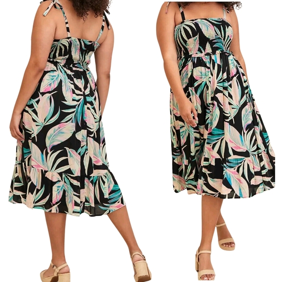 Torrid Smocked Babydoll Maxi Dress Floral Black Women's 3X - Picture 1 of 10